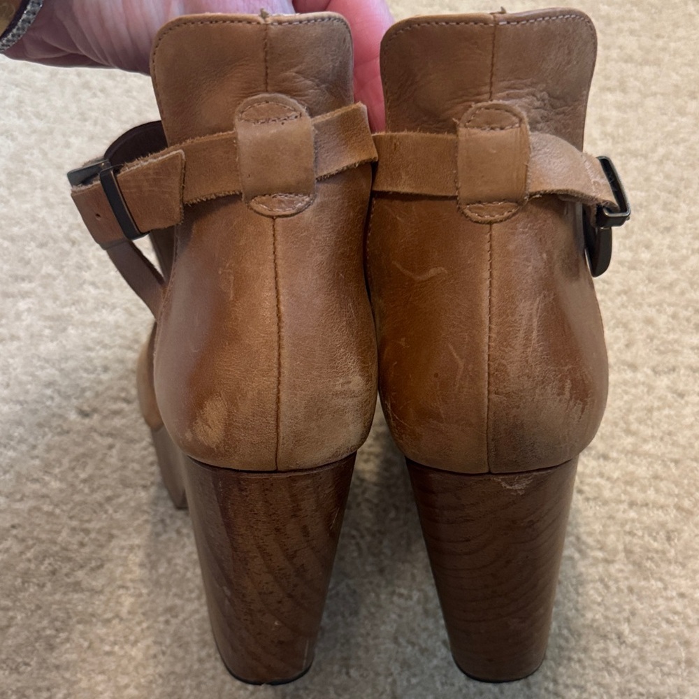 Free People’s Women’s Brown Platform Heel Ankle Bootie with Straps, sz 39 - Picture 4 of 8